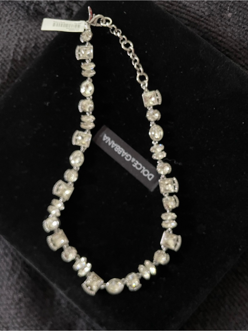 CZ Banana Republic Silver Crystal Statement necklace